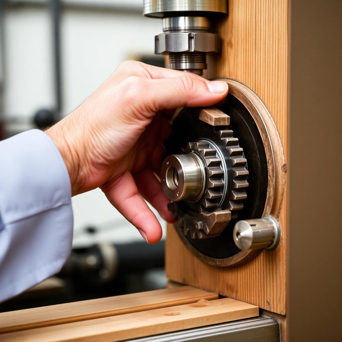 Geerlings technician servicing a woodworking machine